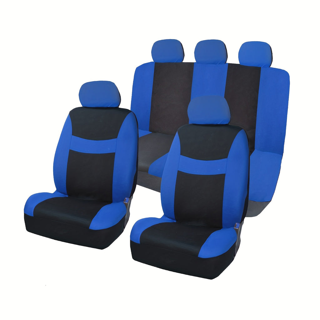 9pcs Polyester Fabric Car Seat Cover Universal Style Multi-color