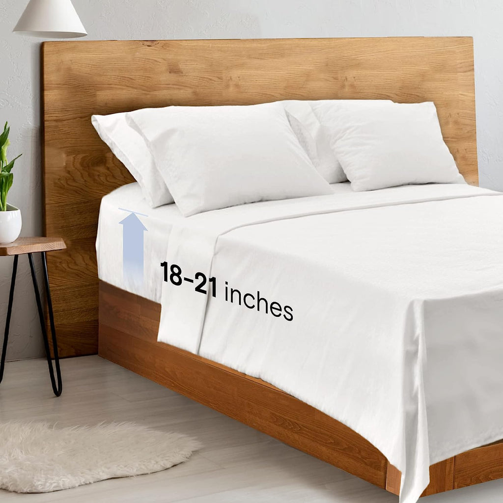 LuxClub Twin XL Sheets Set - Soft Kids Twin Bed Sheets for Boys and Girls, 4 PC Deep Pockets 18" Eco Friendly Wrinkle Free Cooling Sheets Machine Washable Hotel Bedding Silky Soft (TwinXL, White)