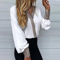 Fashion All-match Leopard Print Stitching Shirt