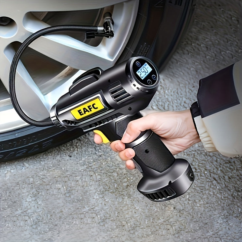 Portable Air Compressor: 150PSI Cordless Car Tire Inflator Pump With Pressure Gau&amp; Light - Perfect For Cars, Motorcycles &amp; Bicycles!