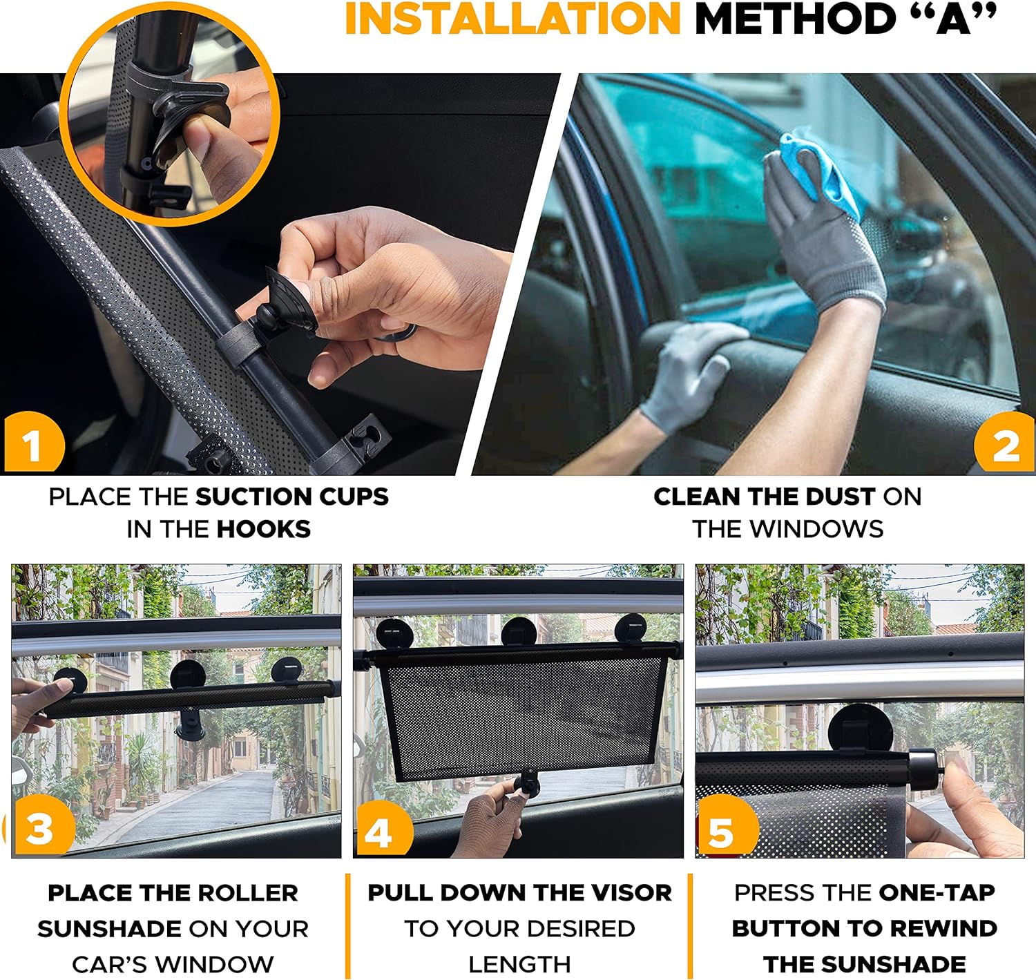 EcoNour Window Shades for Car Baby (2 Pack) | Retractable car Window Shade for Baby for Sun Protection for Kids, Passengers &amp; Pets in The Back Seat | Car Window Covers for Trucks | XL (20”x22”)