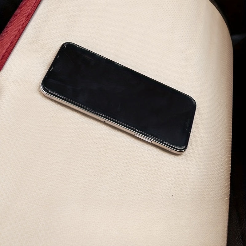1pc/2pcs Car Seat Cover With Soft Velvet And Plaid Comfortable Memory Foam With Phone StoraBag Back Non-slip Silicone Particle Back Seat Cushion