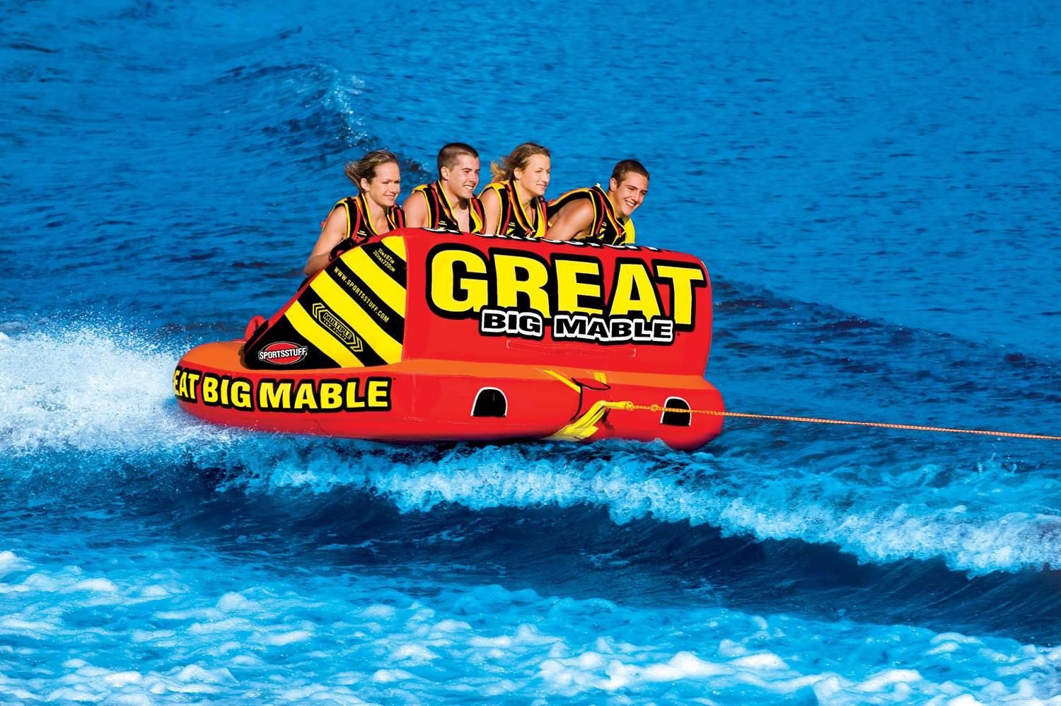 SPORTSSTUFF 53-2218 Great Big Mable Quadruple Rider Towable Tube w/ 60' Tow Rope