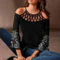 Casual Off-shoulder Jacquard Knit Top