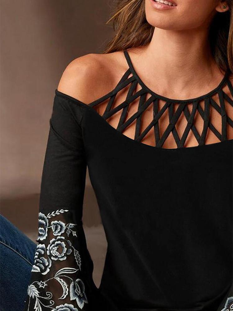 Casual Off-shoulder Jacquard Knit Top