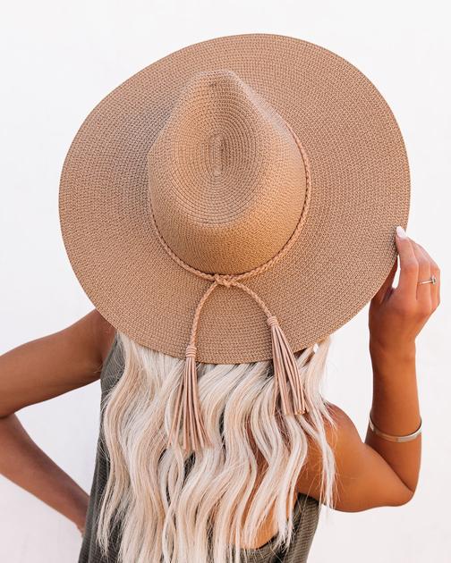 Travel Companion Braided Tassel Hat - Tan