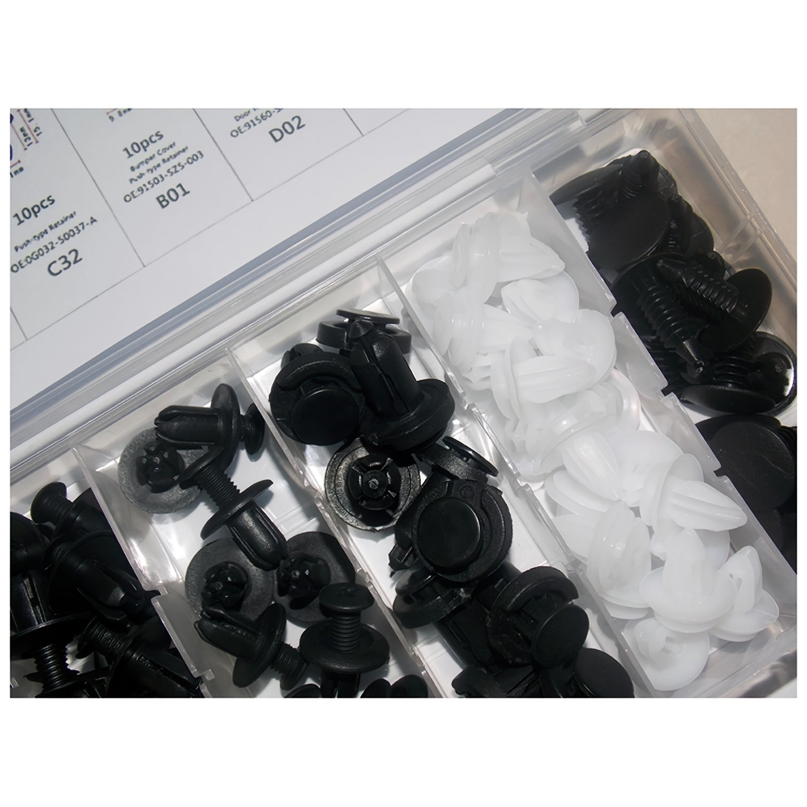 100pcs Auto Fastener Clip Car Fender Push Retainer Pin Rivet Bumper For Door Trim Panel Retainer Body Repair Tool Kit , Box Package