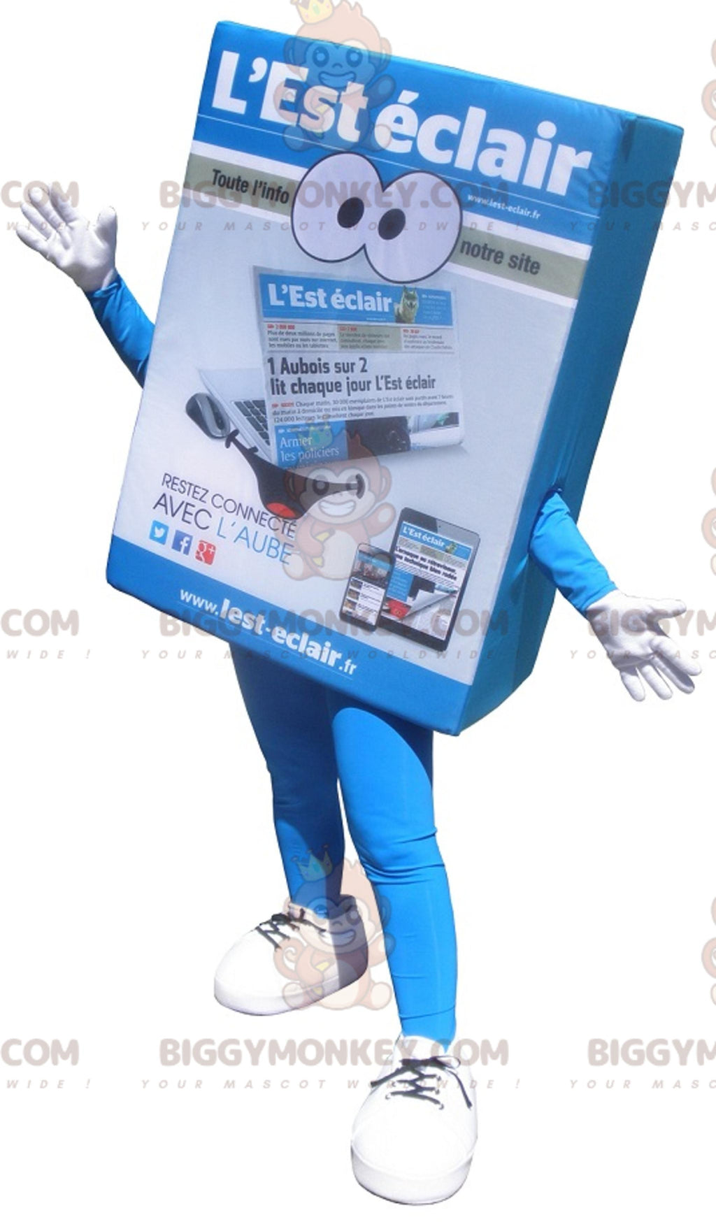 Magazine Newspaper BIGGYMONKEYMascot Costume. BIGGYMONKEYEast Lightning Mascot Costume