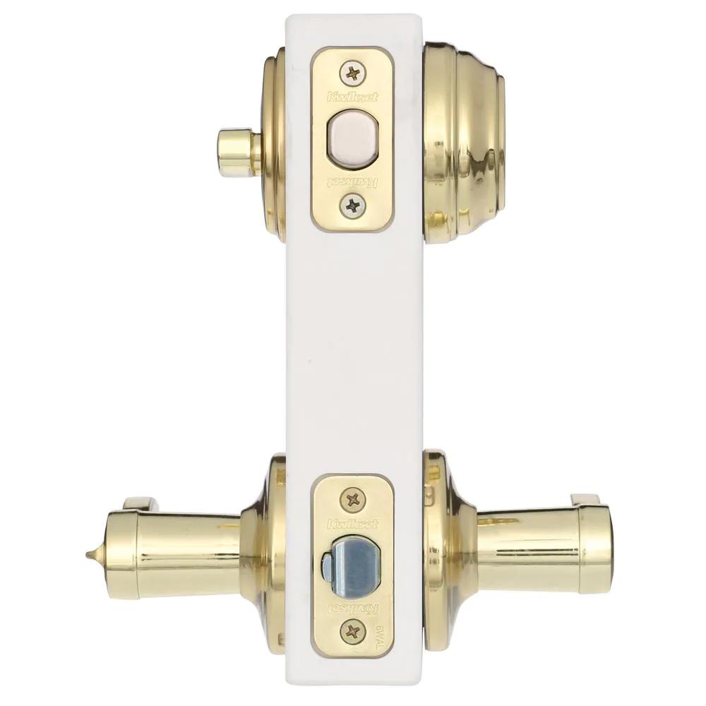 Lido Polished Brass Exterior Entry Door Lever and Single Cylinder Deadbolt Combo Pack Featuring SmartKey Security