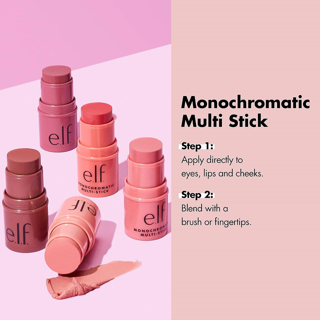 e.l.f, Monochromatic Multi Stick, Creamy, Lightweight, Versatile, Luxurious, Adds Shimmer, Easy To Use On The Go, Blends Effortlessly, Sparkling Rose, 0.155 Oz