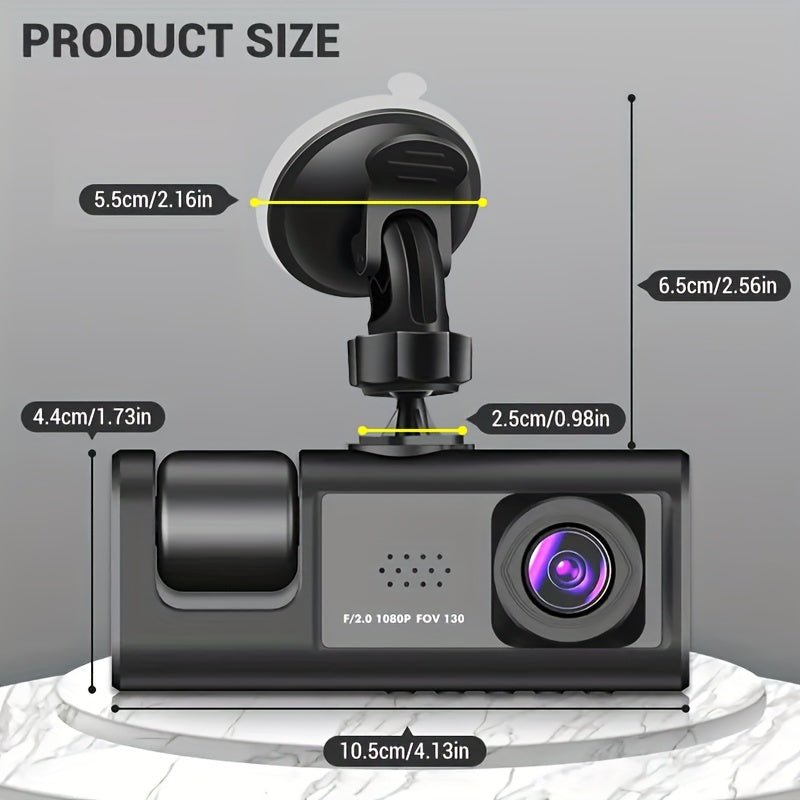 Dash Cam For Cars,Front And Inside,1080P Dual Camera With IR Night Vision,Loop Recording,Car DVR Blackbox With 2 Inch IPS Screen