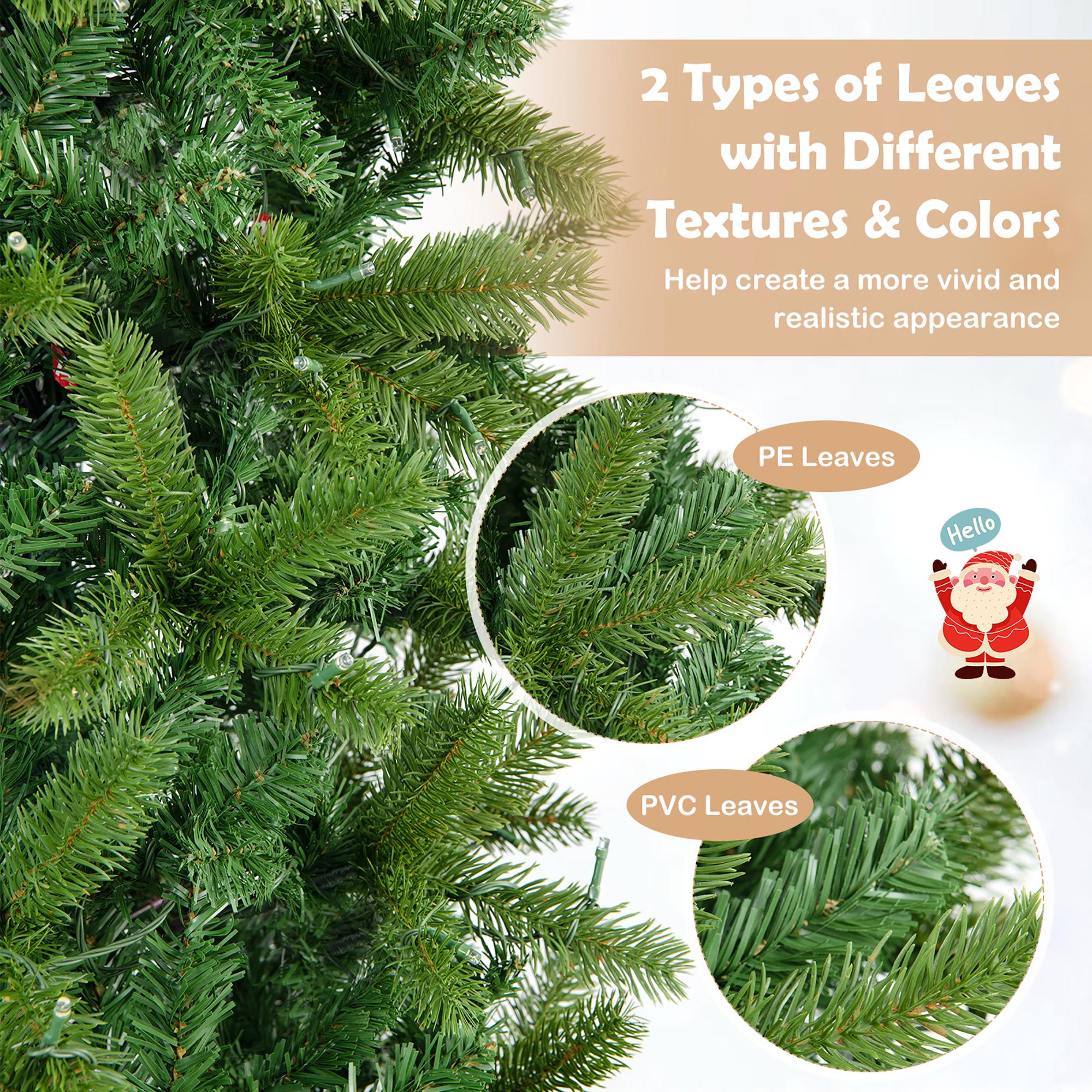 Costway 7.5FT Pre-Lit Hinged Artificial Christmas Tree w/ 796 Tips &amp; 350 LED Lights