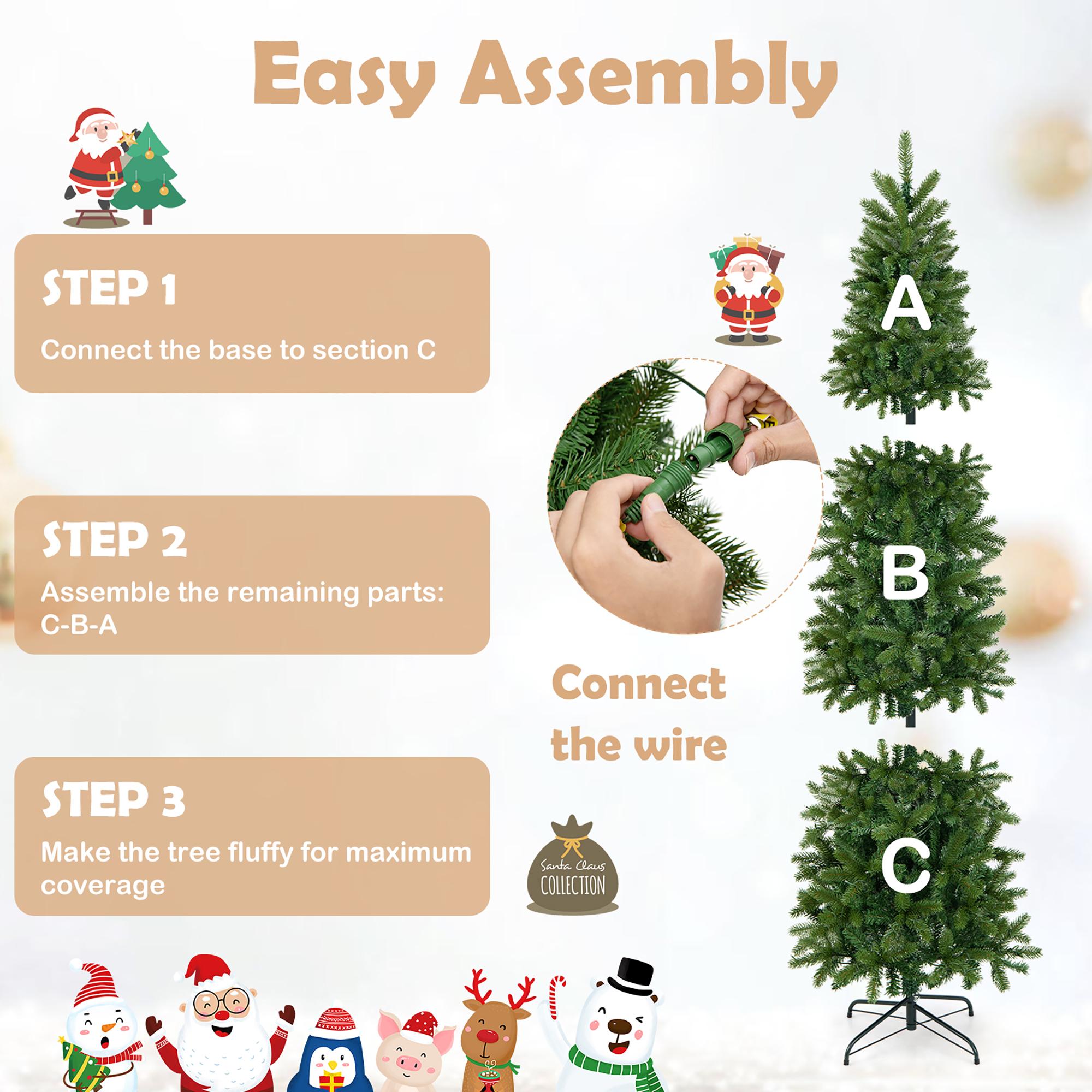 Costway 7.5FT Pre-Lit Hinged Artificial Christmas Tree w/ 796 Tips &amp; 350 LED Lights