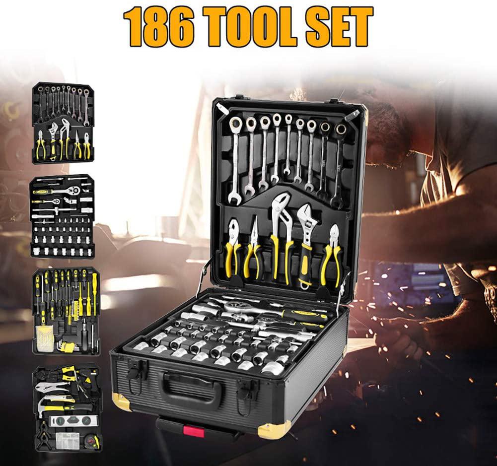 Tool Kit for Home,186 in 1 Screwdriver Set,Home Repair Basic Tool Kit Sets,General Household Hand Tool Kit Tie Rod Type Toolbox, Mechanics Tool Set Socket Auto Repair Tool