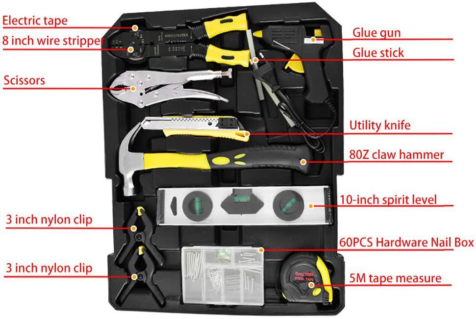 Tool Kit for Home,186 in 1 Screwdriver Set,Home Repair Basic Tool Kit Sets,General Household Hand Tool Kit Tie Rod Type Toolbox, Mechanics Tool Set Socket Auto Repair Tool