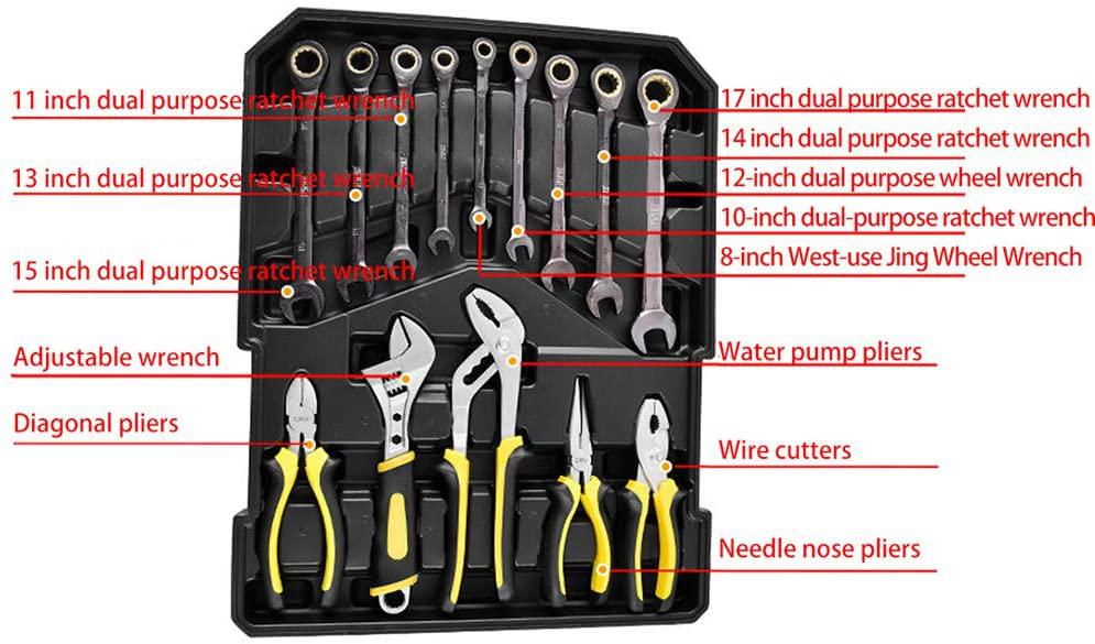 Tool Kit for Home,186 in 1 Screwdriver Set,Home Repair Basic Tool Kit Sets,General Household Hand Tool Kit Tie Rod Type Toolbox, Mechanics Tool Set Socket Auto Repair Tool