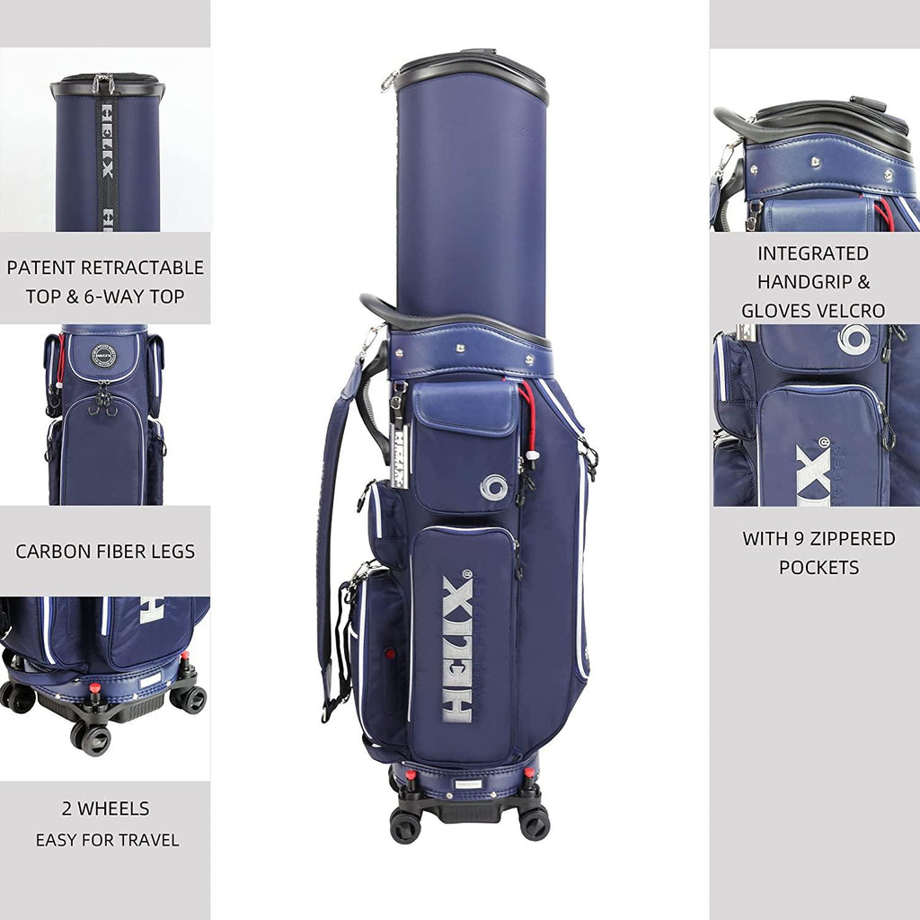 HELIX-Golf Golf Cart Bag, Easy to Carry, Retractable Golf Club Cart Bag with LocWheels Chassis and Latest Integrated Handgrip.