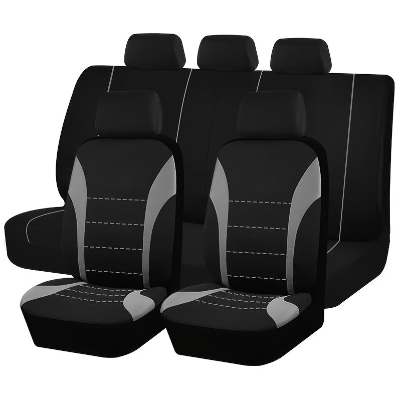 Upgrade Your Car with 9pcs Set of Universal Seat Covers: Airbag Safe, Five Seats, Black, Gray, Pink, Blue &amp; Red!
