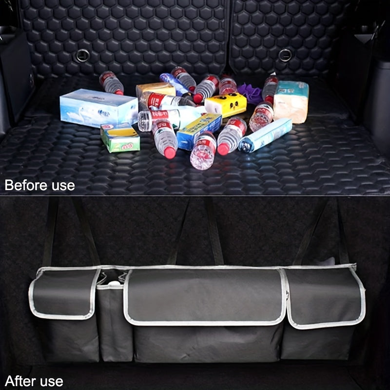 1pc High Capacity Car Boot Back Seat Trunk StoraBag Organizer Pocket Waterproof Oxford StoraBox Organizer Stowing Tidying Interior Accessories