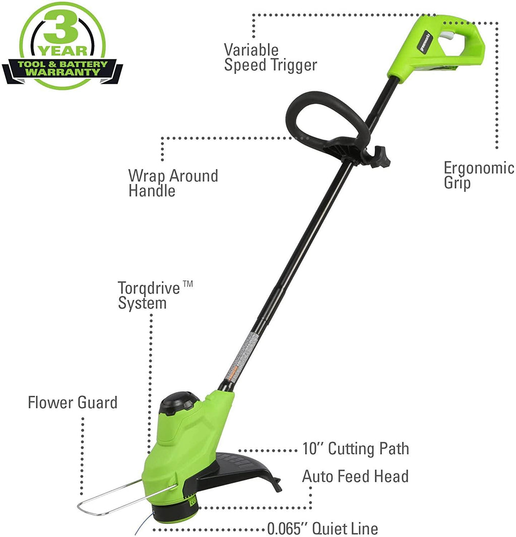 Greenworks 48V 14" Brushless Cordless Electric Lawn Mower, Leaf Blower, String Trimmer, Hedge Trimmer, Work Light, Fan, (2) 4.0Ah Batteries and Rapid Charger