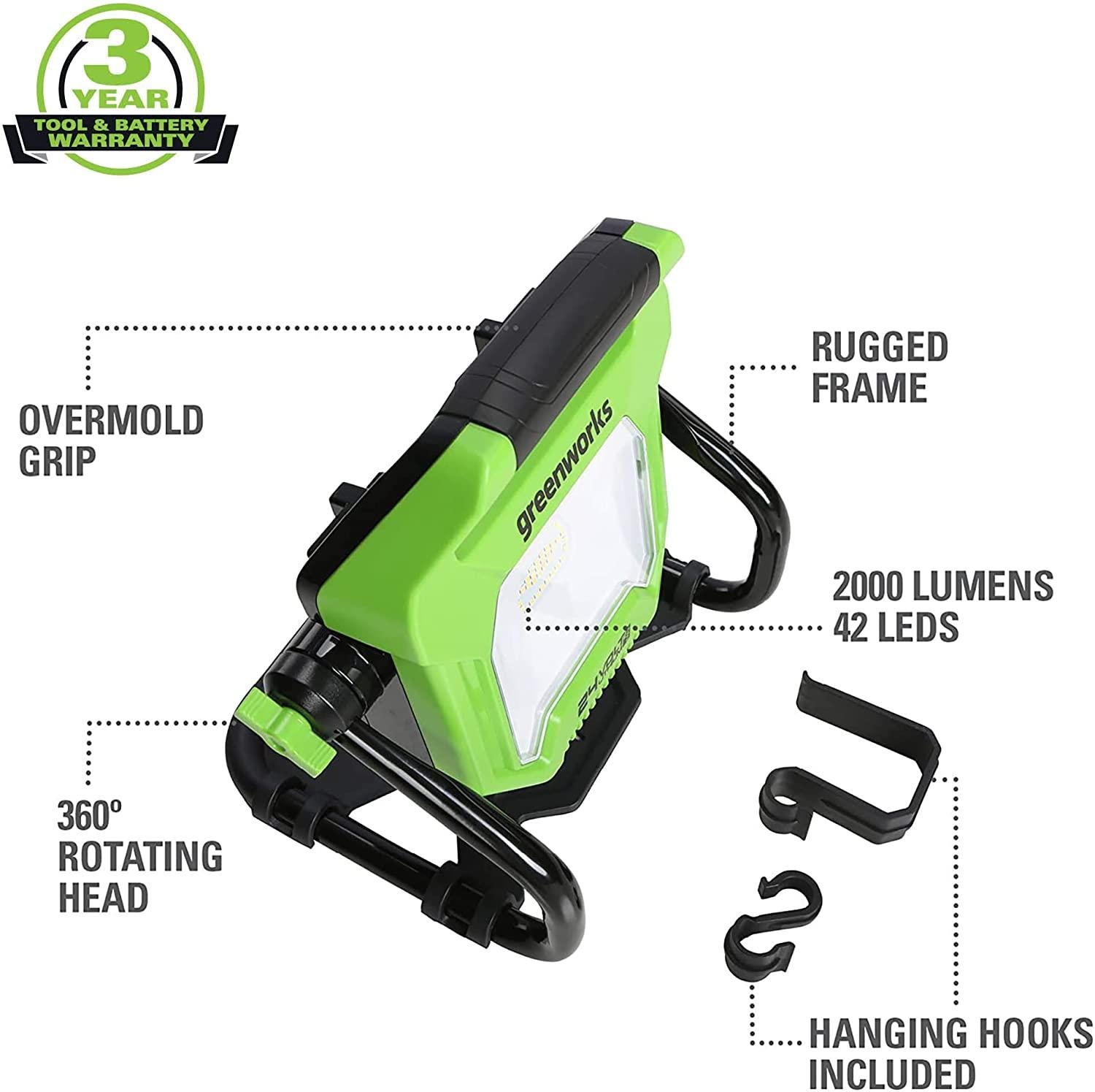 Greenworks 48V 14" Brushless Cordless Electric Lawn Mower, Leaf Blower, String Trimmer, Hedge Trimmer, Work Light, Fan, (2) 4.0Ah Batteries and Rapid Charger