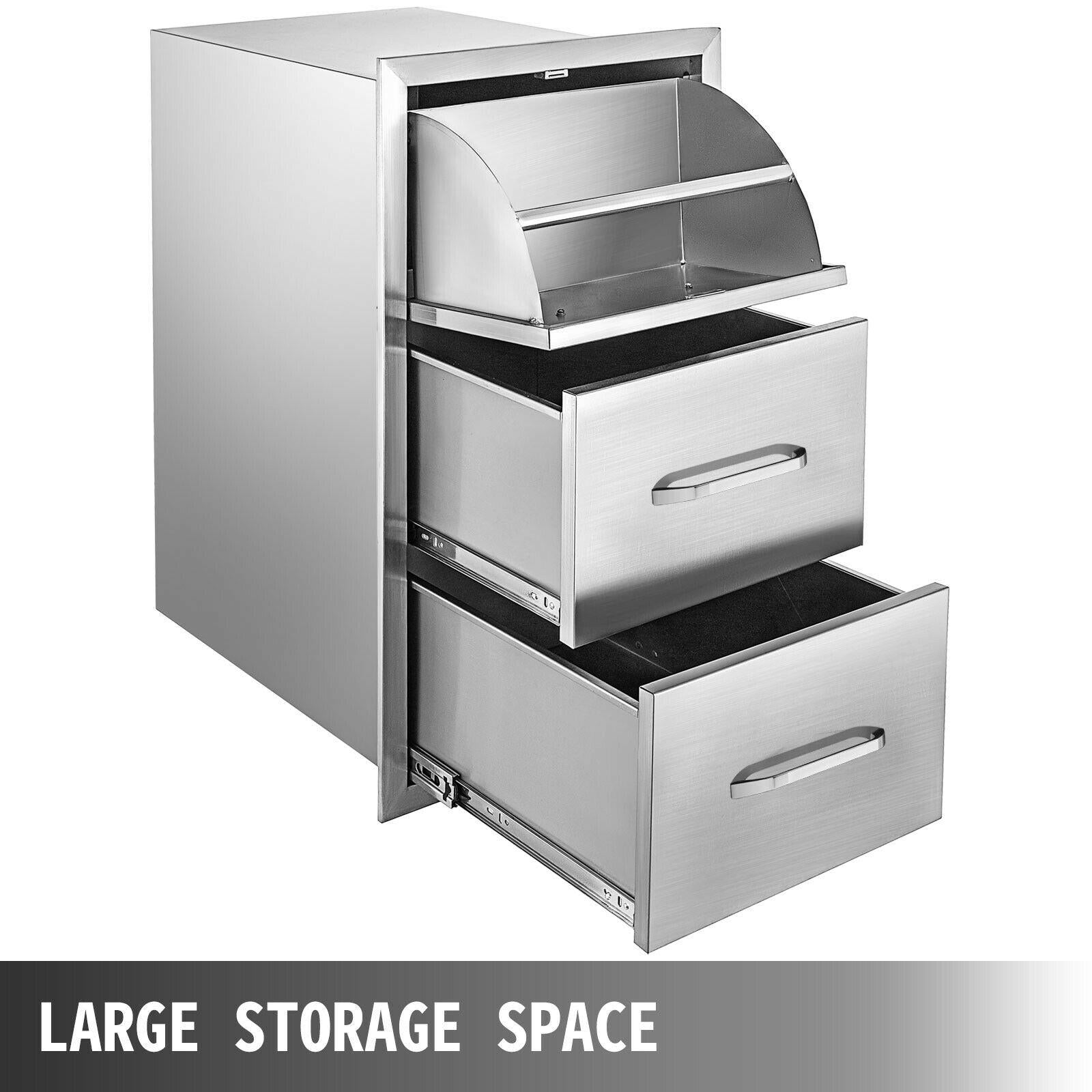 30"X17" Outdoor Kitchen Triple Drawer Paper Roll Holder  Steel Drawer