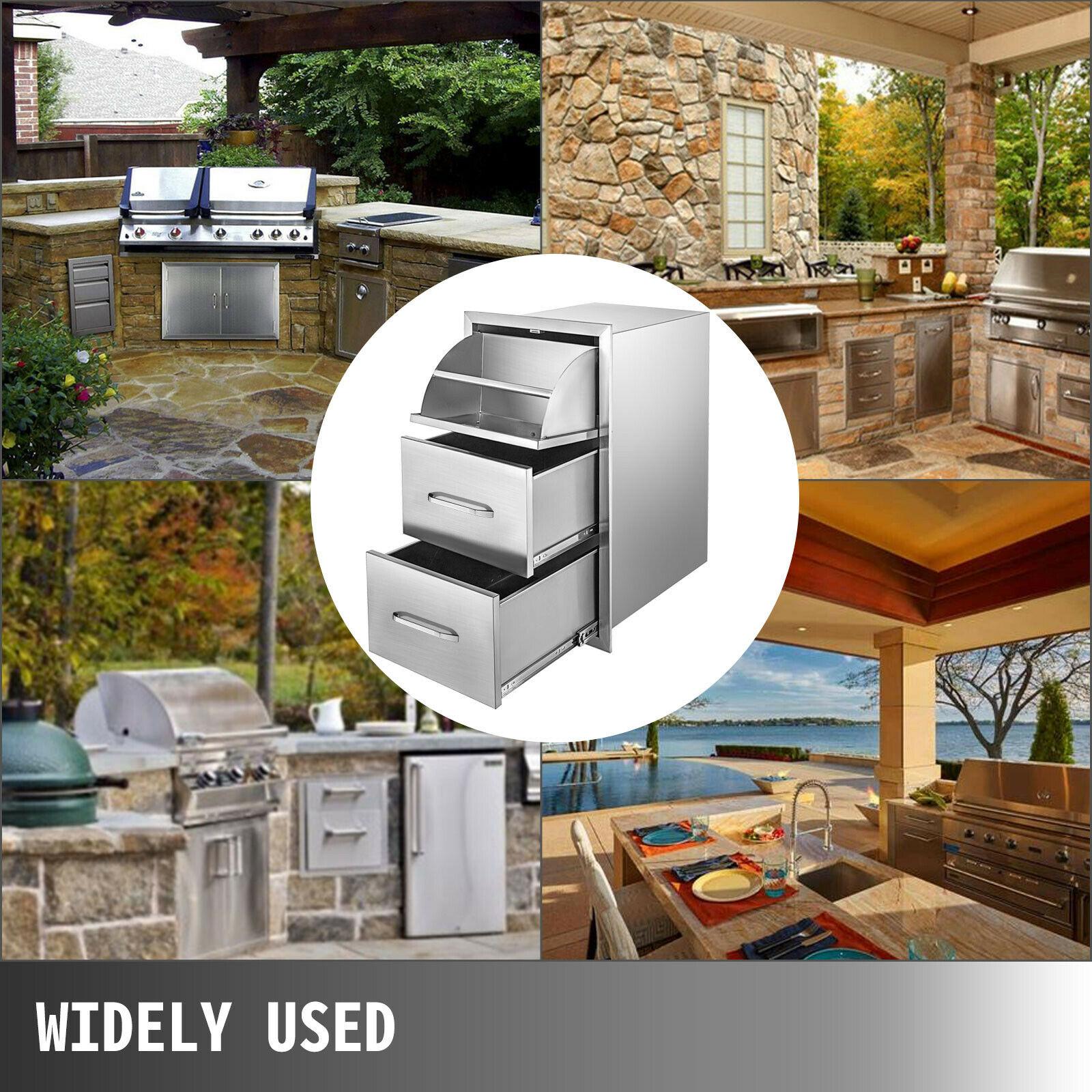 30"X17" Outdoor Kitchen Triple Drawer Paper Roll Holder  Steel Drawer