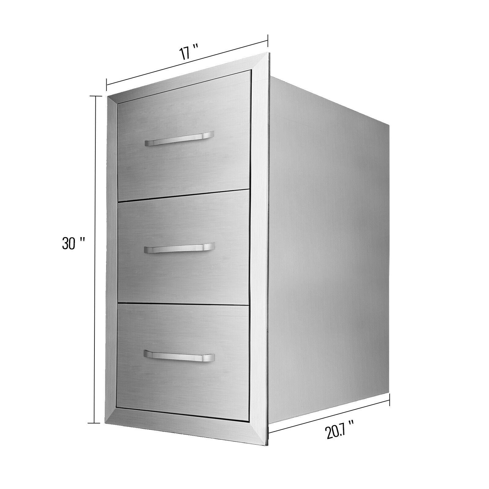 30"X17" Outdoor Kitchen Triple Drawer Paper Roll Holder  Steel Drawer