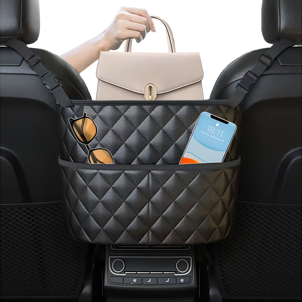 Wallet Handbag Car Supplies StoraBetween Car Seats Car Organizer Mesh Bag With Extra Back Pocket Car Seat Back Organizer Box Car Accessories