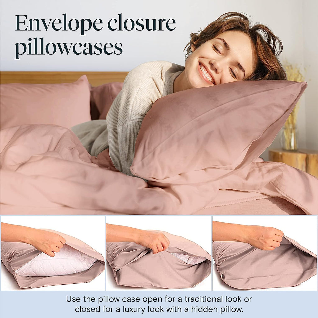LuxClub Twin Sheets Set - Soft Twin Bed Sheets for Boys and Girls, 4 PC Deep Pockets 18" Eco Friendly Wrinkle Free Kids Fitted Sheets Machine Washable Hotel Bedding Silky Soft- Pearl Pink Twin