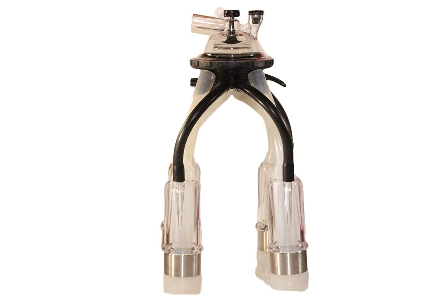 Melasty Cow MilCluster 200cc with Soft Silicone Liners and Clear Acrylic Shells That Allows You to See The Pulsation Rhythm in The Liners. (Medium Teat Cow)