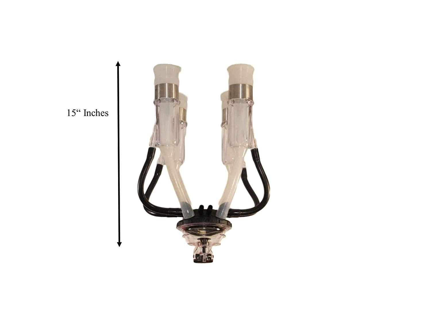Melasty Cow MilCluster 200cc with Soft Silicone Liners and Clear Acrylic Shells That Allows You to See The Pulsation Rhythm in The Liners. (Medium Teat Cow)