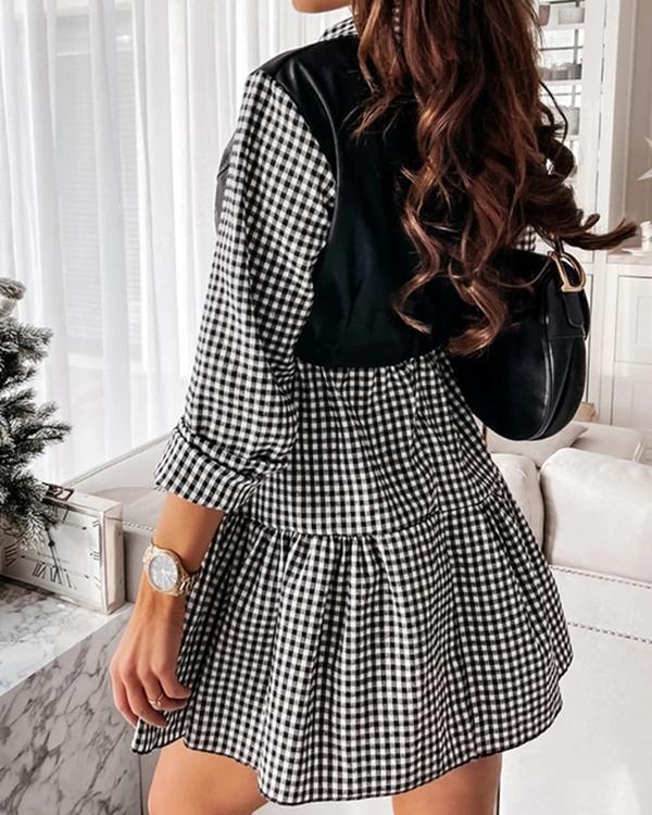 harper faux leather shirt babydoll dress