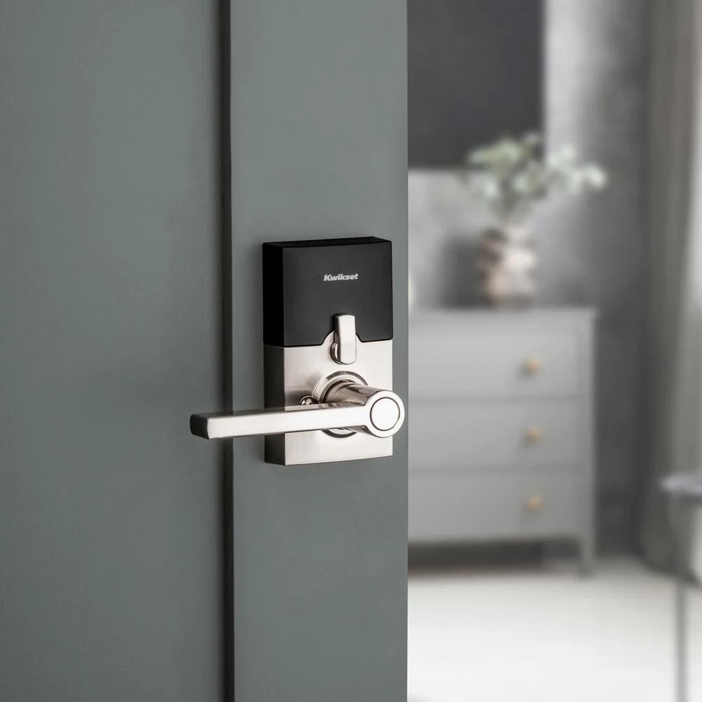 917 SmartCode Satin Nickel Contemporary Electronic Single-Cylinder Halifax Door Lever Featuring SmartKey Security