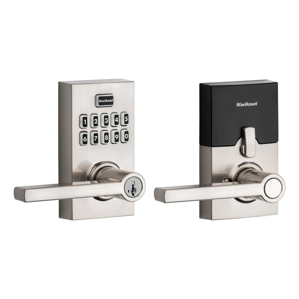 917 SmartCode Satin Nickel Contemporary Electronic Single-Cylinder Halifax Door Lever Featuring SmartKey Security