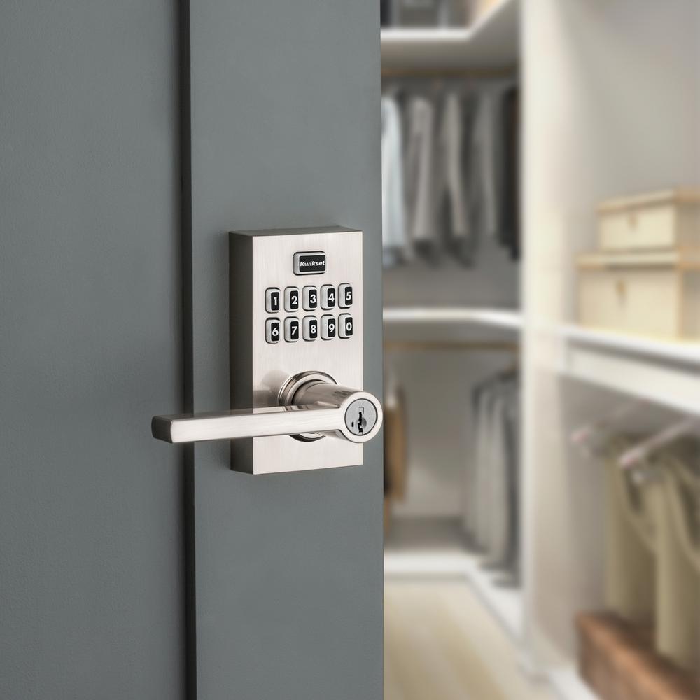 917 SmartCode Satin Nickel Contemporary Electronic Single-Cylinder Halifax Door Lever Featuring SmartKey Security