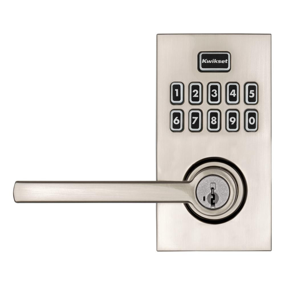 917 SmartCode Satin Nickel Contemporary Electronic Single-Cylinder Halifax Door Lever Featuring SmartKey Security