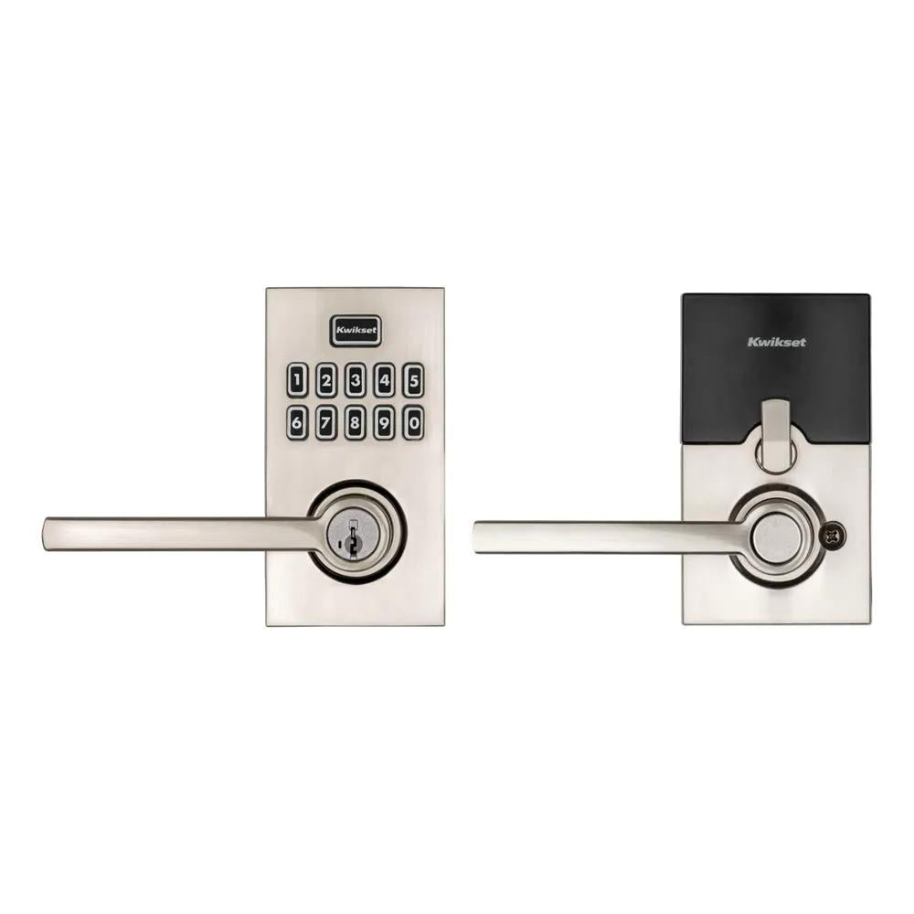 917 SmartCode Satin Nickel Contemporary Electronic Single-Cylinder Halifax Door Lever Featuring SmartKey Security