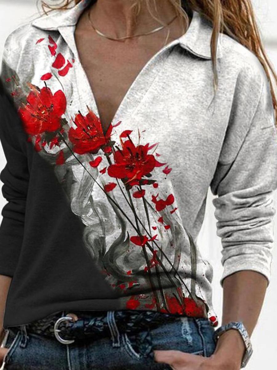 Casual Regular Floral Print T-shirt