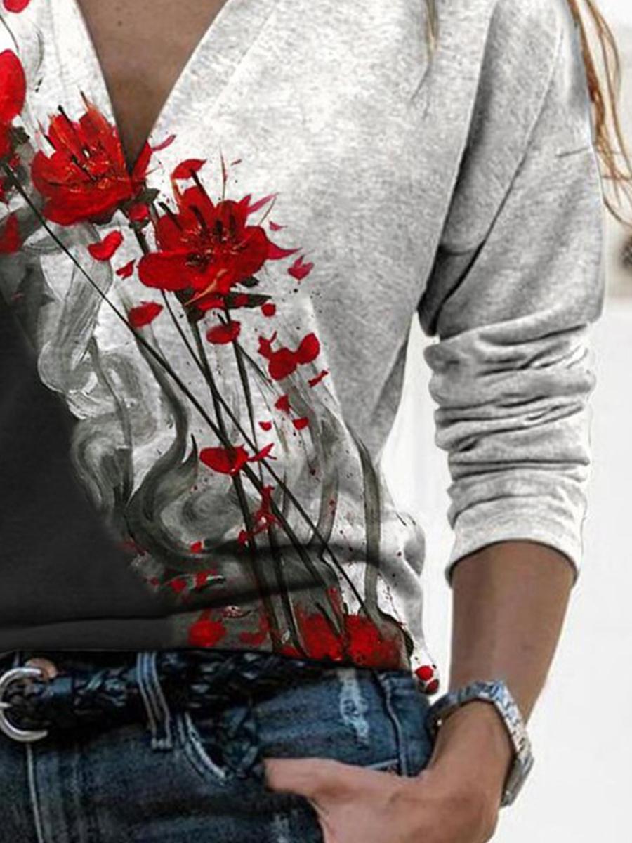 Casual Regular Floral Print T-shirt