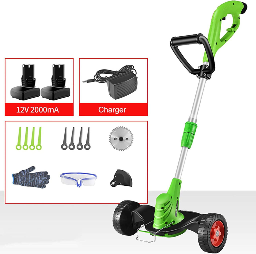 PEIHAN Hand-held Hand Push Dual-use Lightweight Lawn Edger,Powerful Electric Strimmer Household Lawn Mower Telescopic for Tree Branch Hedges DIY Lawn Garden Care Tool,Green