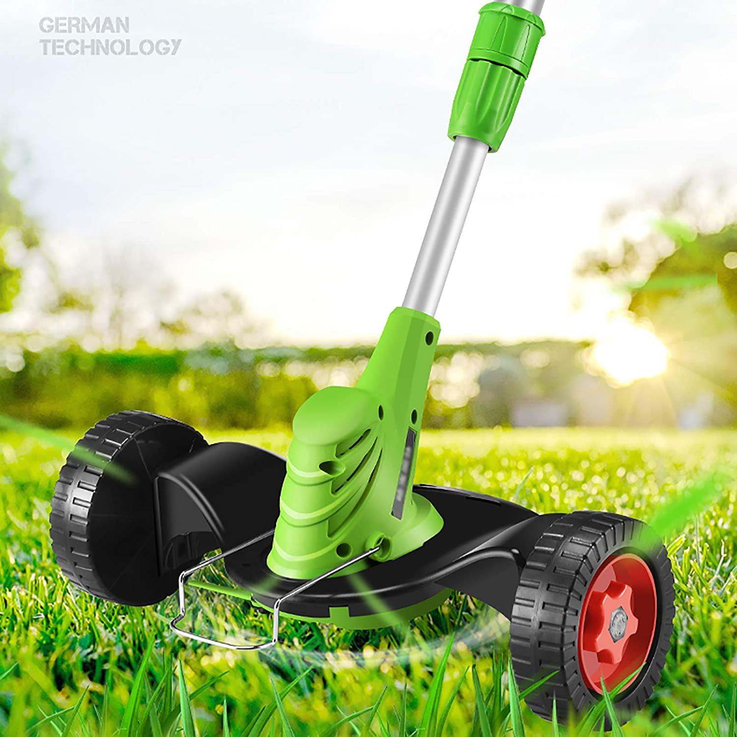 PEIHAN Hand-held Hand Push Dual-use Lightweight Lawn Edger,Powerful Electric Strimmer Household Lawn Mower Telescopic for Tree Branch Hedges DIY Lawn Garden Care Tool,Green