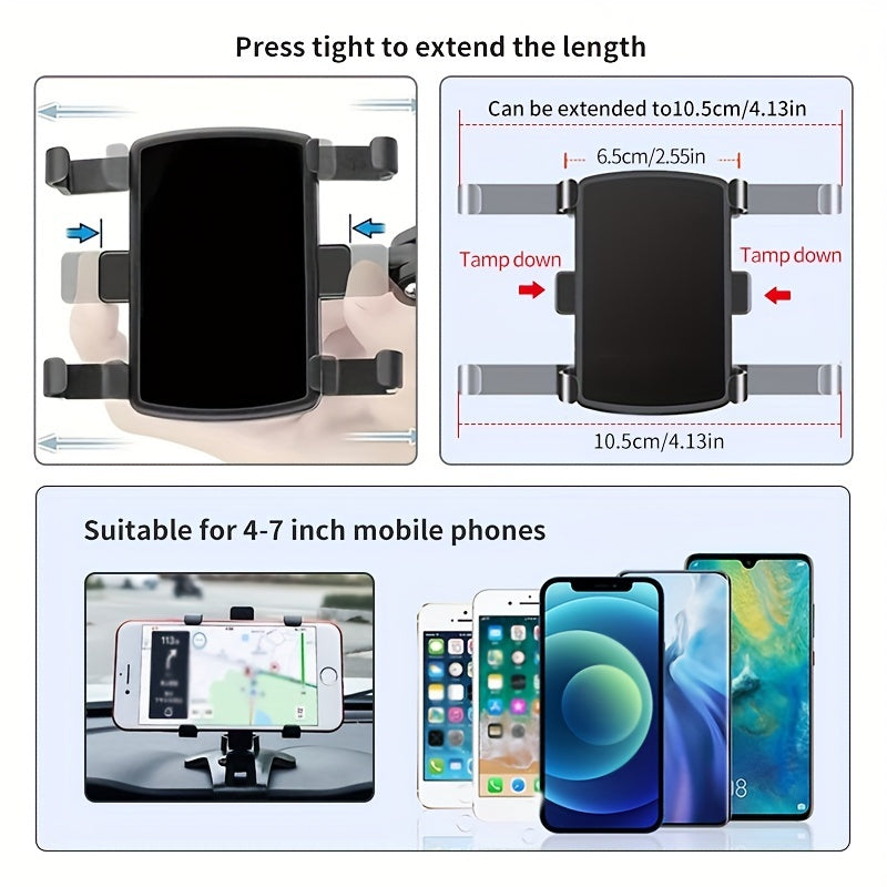 Angle-Adjustable Car Phone Mount: Rotate &amp; Secure Your Phone For Easy Accessibility