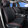 Coverado Leather Seat Covers Front, 2-Pack Universal Seat Covers for Cars, Waterproof Luxury Leatherette Car Seat Cushions, Auto Car Seats Protectors, Driver Seat Covers Fit for Most Vehicles Red line