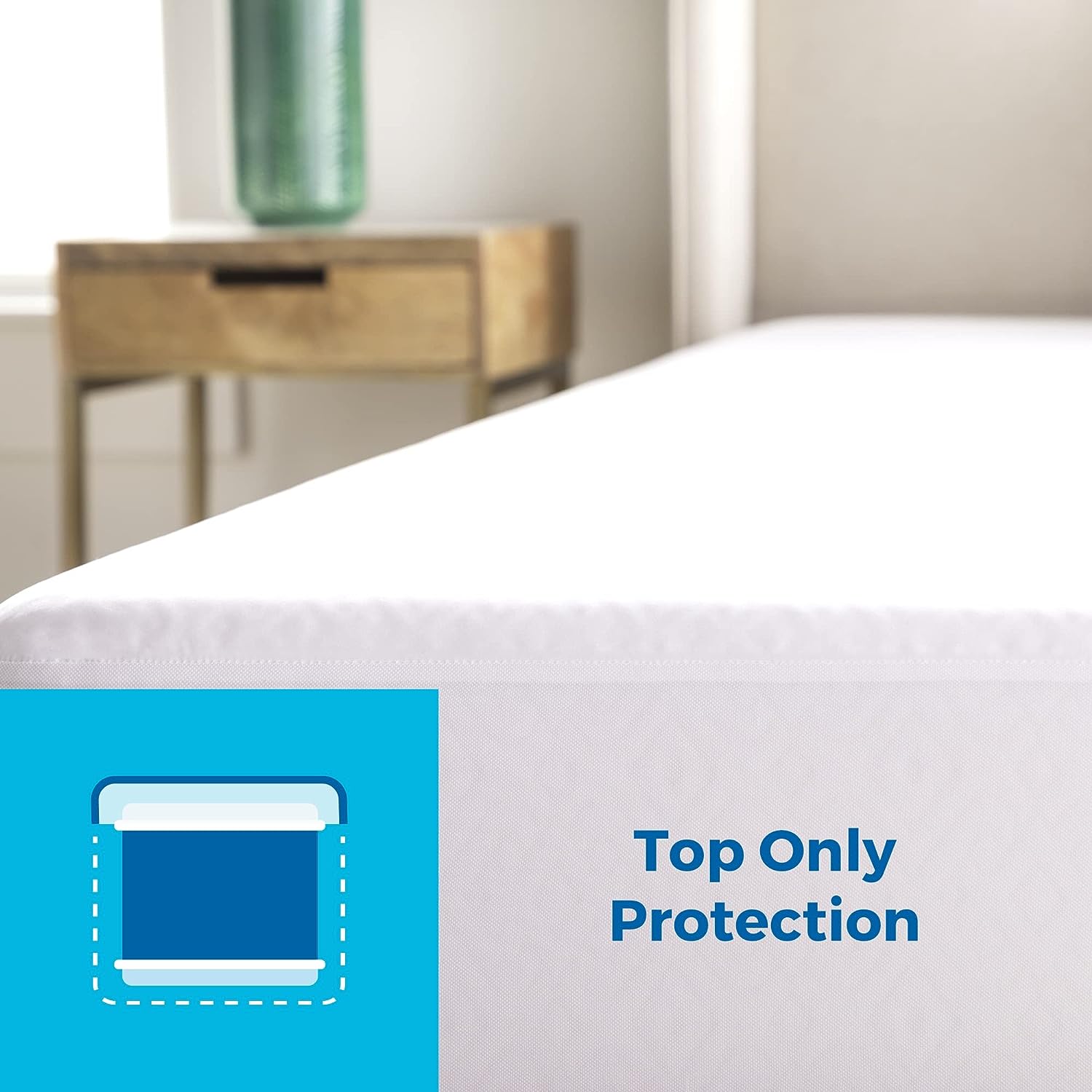 Linenspa Waterproof Smooth Top Premium Queen Mattress Protector, Breathable &amp; Hypoallergenic Queen Mattress Covers - Packaging may vary, White