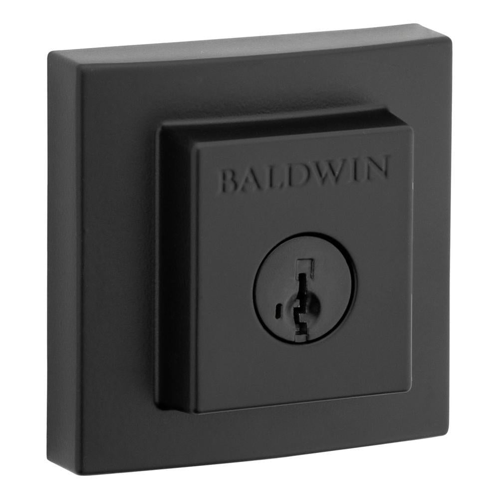 PrestiSpyglass Matte Black Square Single Cylinder Deadbolt Featuring SmartKey Security