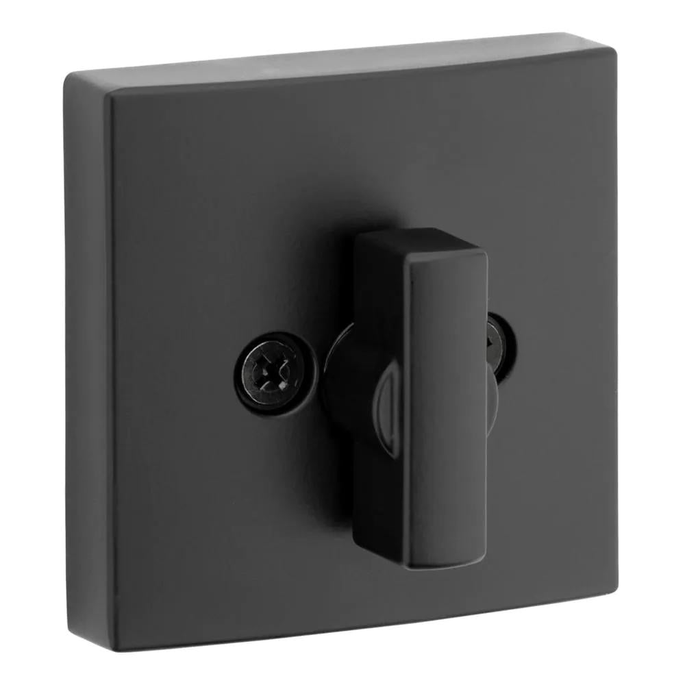 PrestiSpyglass Matte Black Square Single Cylinder Deadbolt Featuring SmartKey Security