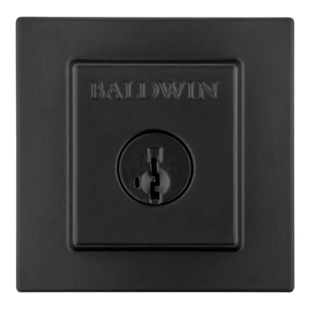 PrestiSpyglass Matte Black Square Single Cylinder Deadbolt Featuring SmartKey Security