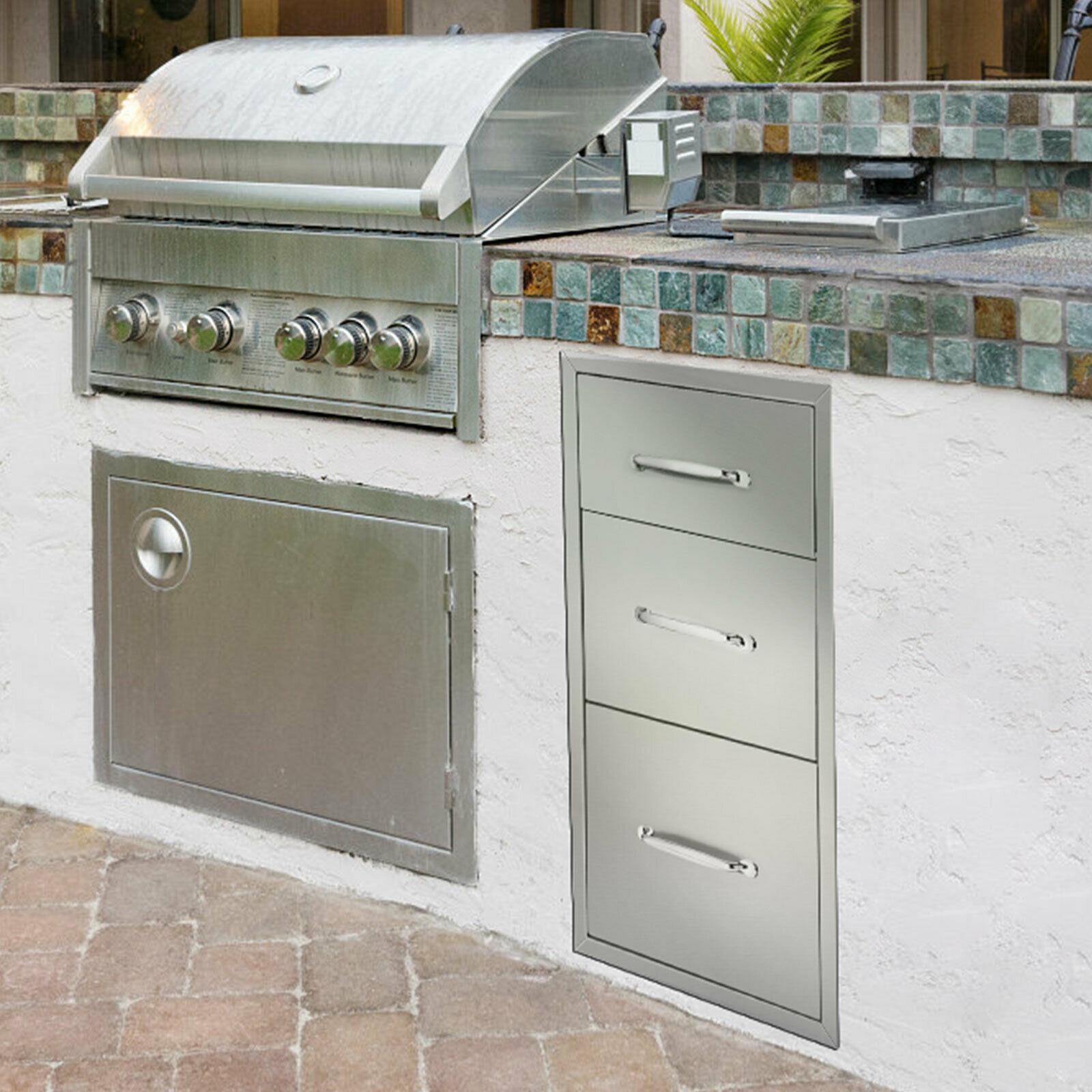 Outdoor Kitchen Drawers 18x21x21 Inch BBQ  Steel Triple Drawers,New