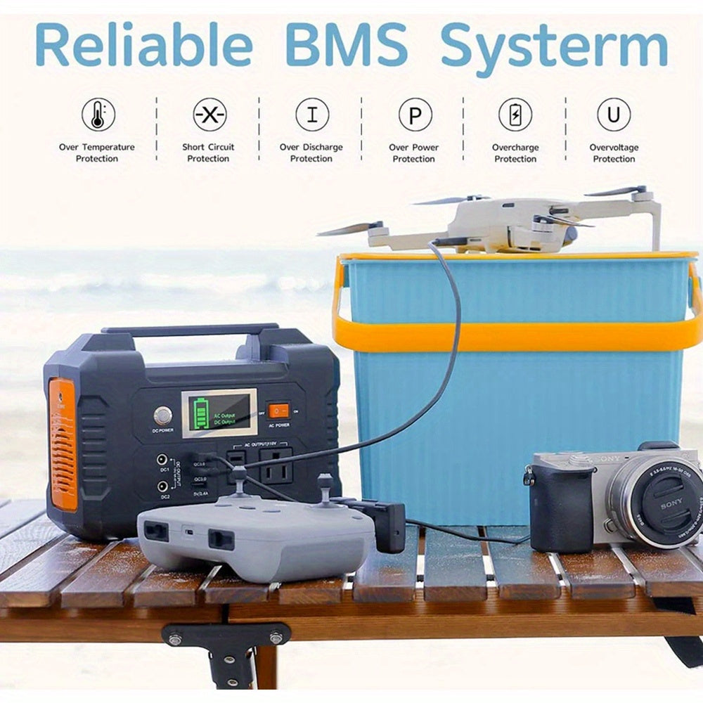 200W Portable Power Station FlashFish151Wh With AC Outlet/2 DC Ports/3 USB Ports Backup Battery /Power Supply For Outdoor Trip Camping Emergency